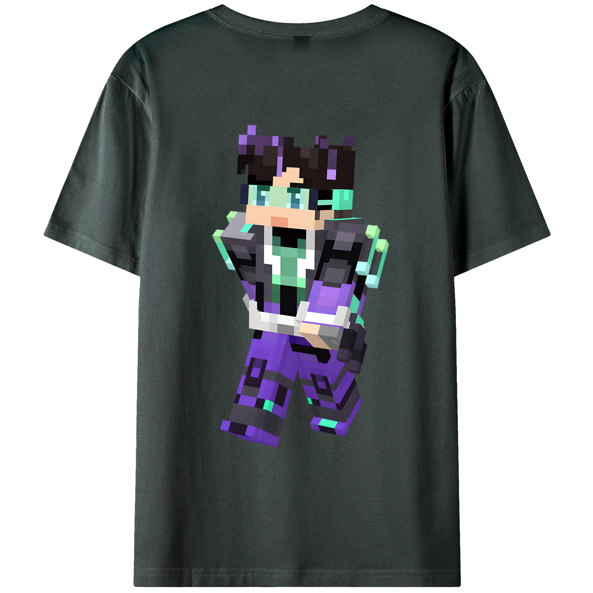 （画像用） マインクラフト ブロックの世界 Minecraft MC Block world 綿100％ メンズ半袖Tシャツ（バックプリント） 通気性